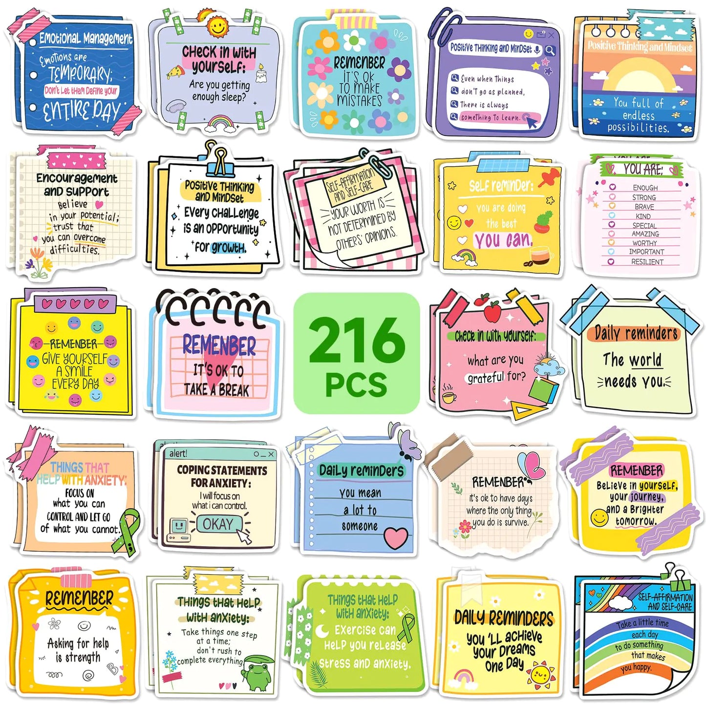 Mindful Messages 216pc Sticker Set for Positivity